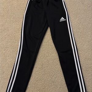 Adidas Kids Black Joggers with White Stripes